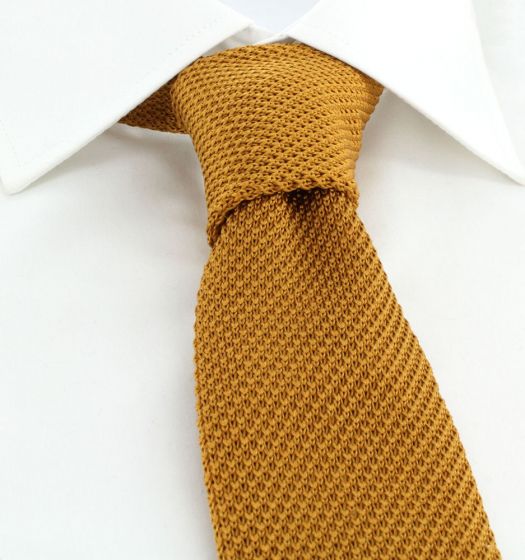 Neckwear and Accessories Dark Gold Skinny Silk Knitted Tie