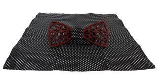 Black Spot Wooden Bow Tie & Pocket Square Set