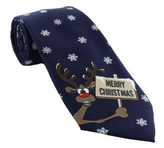 Navy Merry Christmas Polyester Tie