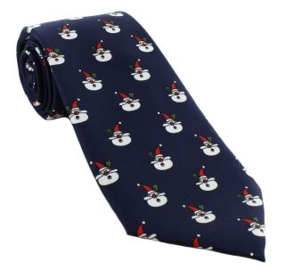 Navy Santa Claus Polyester Tie