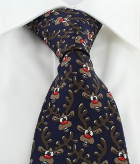 Navy Rudolph Polyester Tie