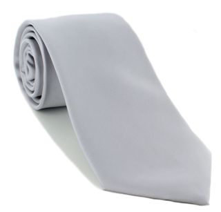 Silver Plain Polyester Tie