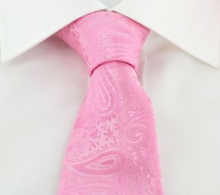 Pink Tonal Paisley Polyester Tie