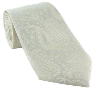 Cream Tonal Paisley Polyester Tie