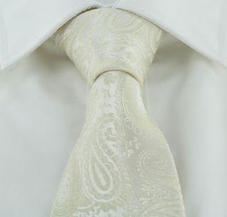 Cream Tonal Paisley Tie & Pocket Square Set