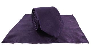 Purple Tonal Paisley Tie & Pocket Square Set