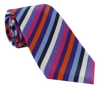 Magenta Racing Stripe Silk Tie