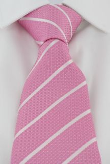 Pink Classic Single Stripe Silk Tie