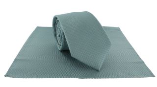 Teal Textured Geo Silk Tie & Pocket Square Set