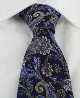 Navy Paisley Wool Tie