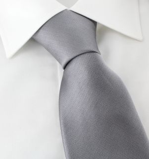 Grey Plain Twill Silk Tie