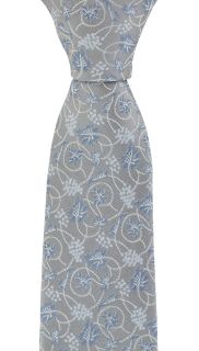 Silver & Blue Trailing Vine Floral Silk Tie