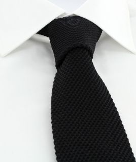 Black Skinny Silk Knitted Tie