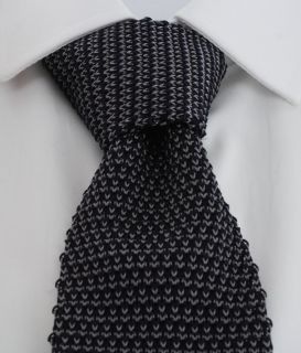 Navy with Grey Semi Plain Skinny Silk Knitted Tie