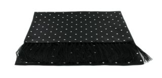 Black Wide Polka Dot Silk Scarf