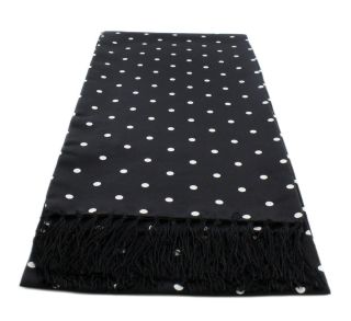 Black Narrow Polka Dot Silk Scarf