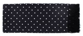 Black Narrow Polka Dot Silk Scarf