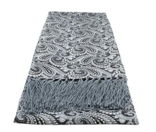 Black Narrow All Over Paisley Silk Scarf