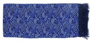 Blue Narrow All Over Paisley Silk Scarf