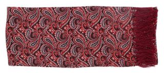 Burgundy Narrow All Over Paisley Silk Scarf