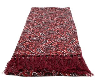 Burgundy Narrow All Over Paisley Silk Scarf