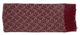 Burgundy Narrow Small Paisley Silk Scarf