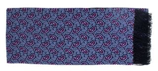 Purple Narrow Small Paisley Silk Scarf