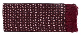 Burgundy Narrow Small Pine Silk Scarf