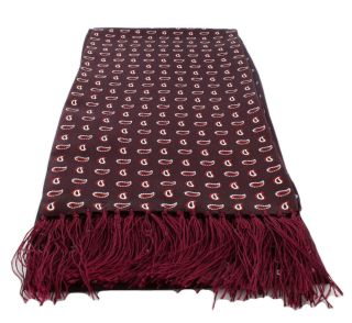 Burgundy Narrow Small Pine Silk Scarf