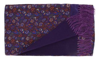 Purple Garden Floral Silk & Wool Scarf