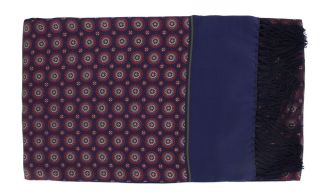 Navy Vintage Medallion Silk & Wool Scarf