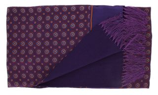 Purple Vintage Medallion Silk & Wool Scarf