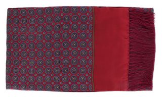 Red Vintage Medallion Silk & Wool Scarf