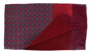 Red Vintage Medallion Silk & Wool Scarf