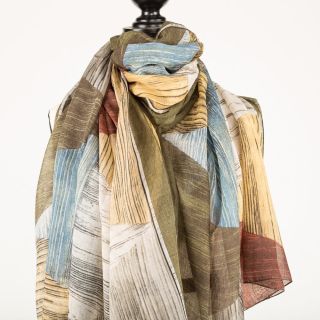 Green Autumnal Geometric Scarf