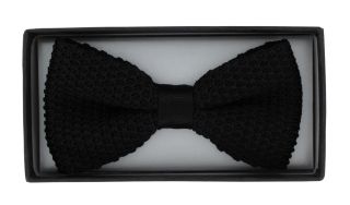 Black Silk Knitted Bow Tie