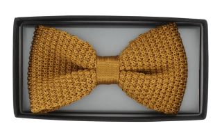 Gold Silk Knitted Bow Tie