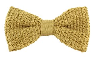 Yellow Silk Knitted Bow Tie