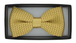 Yellow Silk Knitted Bow Tie