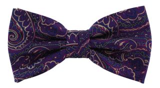 Magenta Fine Paisley Silk Bow Tie & Pocket Square Set