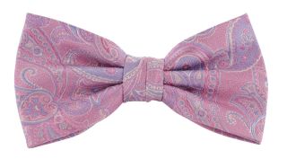 Pink Subtle Paisley Ready Tied Silk Bow Tie