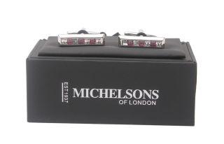 Silver with Pink Crystal Bar Cufflinks