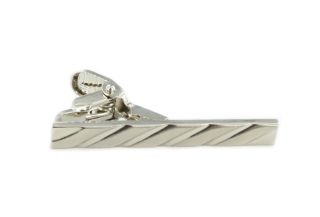 Silver Diagonal Stripe Tie Clip