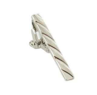 Silver Diagonal Stripe Tie Clip