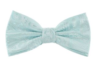 Mint Tonal Paisley Bow Tie & Pocket Square Set