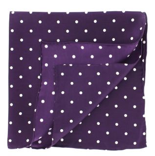 Purple Polka Dot Silk Pocket Square