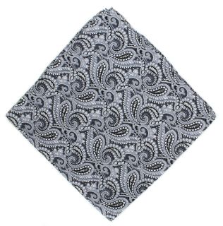 Black All Over Paisley Silk Pocket Square