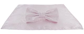 Blush Pink Tonal Paisley Bow Tie & Pocket Square Set