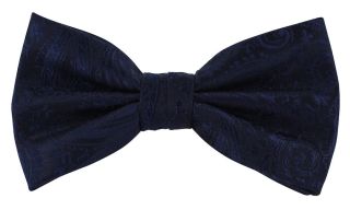 Navy Tonal Paisley Bow Tie & Pocket Square Set