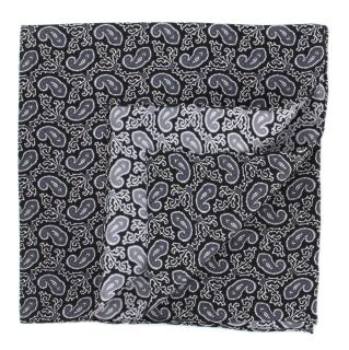 Black Small Paisley Silk Pocket Square